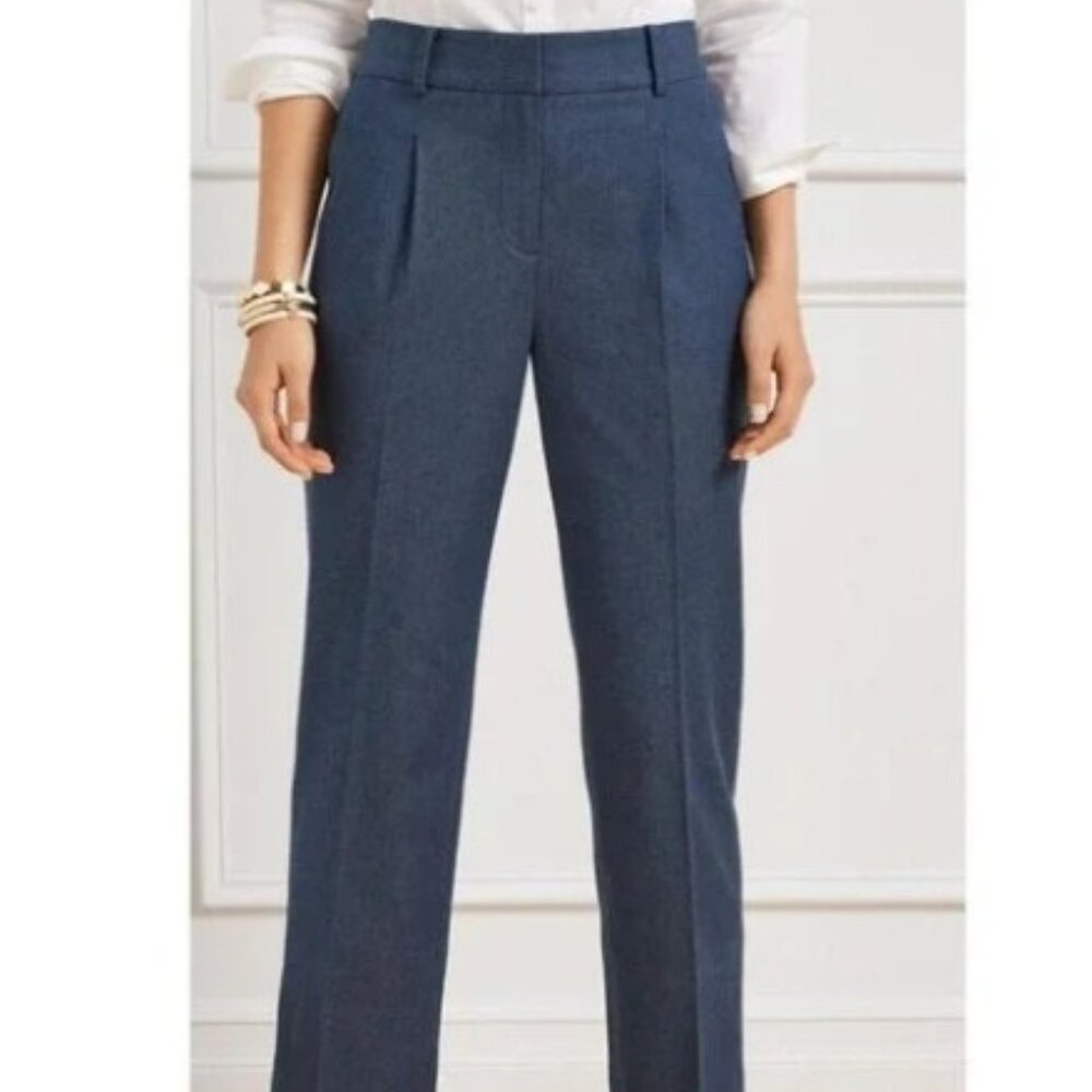 Womens Talbots Bristol Faux Denim High Waist Straight Leg Ankle Crop Pants